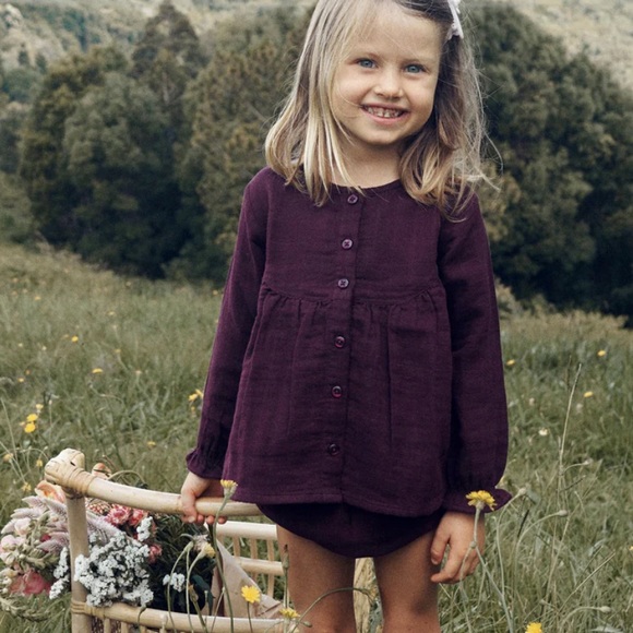 Jamie Kay Other - Jamie Kay Lila blouse in fig 6-12m 100% Organic Cotton Muslin
